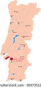 map region of  Arrabida  in Portugal