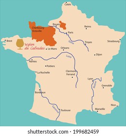 Map Region Of Calvados In France