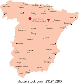 map region of campo de borja  in Spain