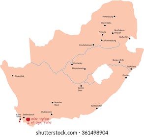 Mapa de la región de Cape Point en Sudáfrica