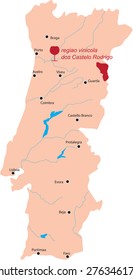 map region of castelo rodrigo  in Portugal