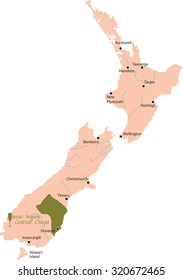 Map Region Of Central Otago In New Zealand