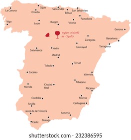 map region of cigales  in Spain  