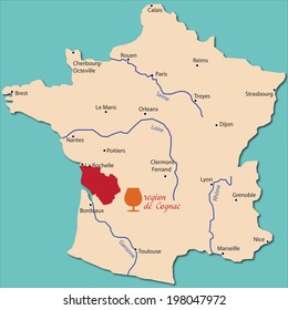 Map Region Of Cognac In France