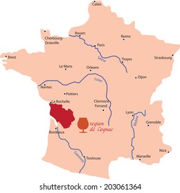 Map Region Of Cognac In France