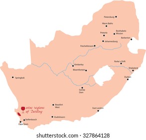 map region of Darling in South Africa