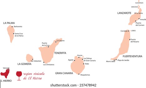 map region of el hierro  in Canary Islands