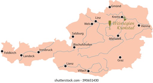 map region of kremstal  in austria