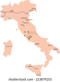 map region of lazio in Italya