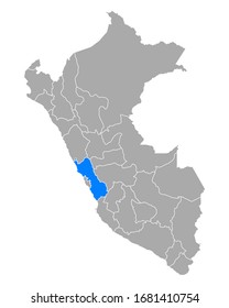 Map of Region Lima in Peru on white