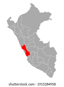 Map of Region Lima in Peru on white
