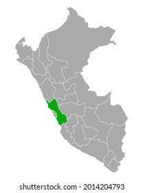 Karte der Region Lima in Peru auf weißem Hintergrund
