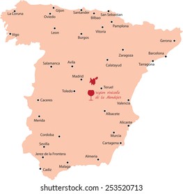 map region of  mondejar in Spain