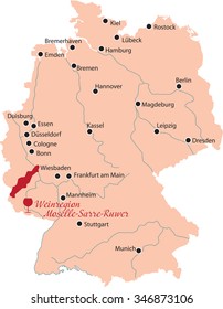 map region of Moselle-Sarre-Ruwer in Germany