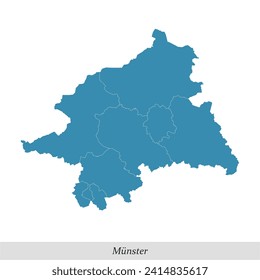 map of Münster is a region in North Rhine-Westphalia state of Germany with borders municipalities