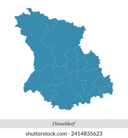 map of Düsseldorf is a region in North Rhine-Westphalia state of Germany with borders municipalities