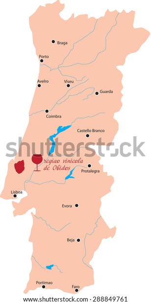 Map Region Obidos Portugal Stock Vector Royalty Free