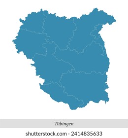 map of Tübingen is a region in Baden-Württemberg state of Germany with borders municipalities