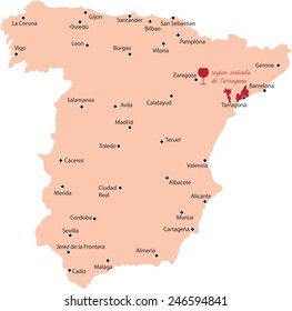 map region of tarragona in Spain