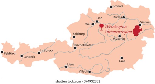 map region of thermenregion in austria