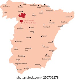 map region of tierra de leon in Spain