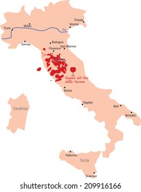 map region of toscana in Italy 