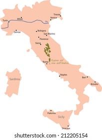 map region of umbria in Italya