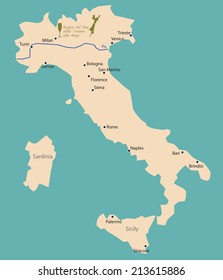 map region of veneto trentino alto adige in Italya