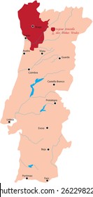 map region of vinhos verdes in Portugal