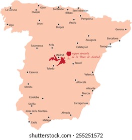 map region of vinos de madrid in Spain