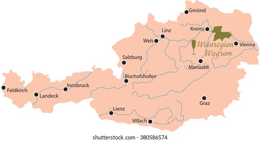 map region of Wagram in Austria
