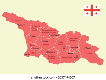 Map of regions of Georgia. Vector illustration
