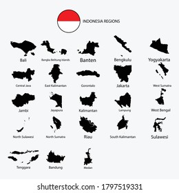 Map of regions in Indonesia graphic element Illustration template designs
