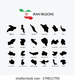 Map of regions in Iran graphic element Illustration template designs
