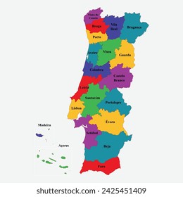 map of regions of Portugal. map of Portugal.