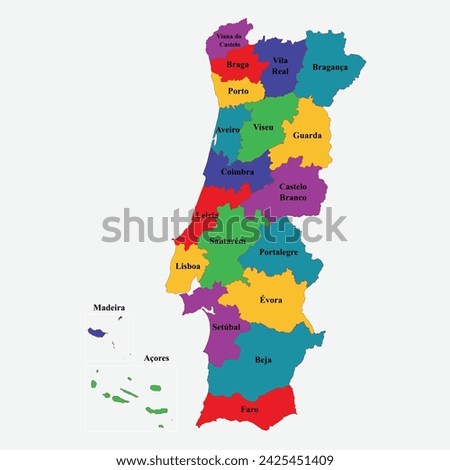 map of regions of Portugal. map of Portugal.