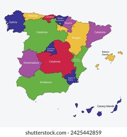 map of regions of Spain. map of Spain.