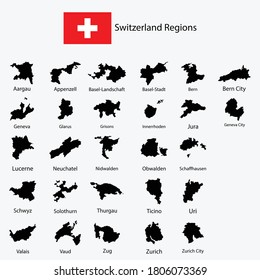 Map of regions in Switzerland graphic element Illustration template designs
