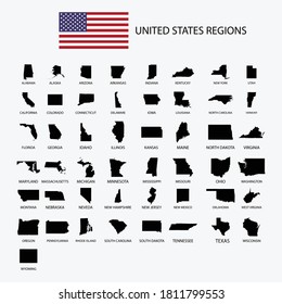 Map of regions in United States graphic element Illustration template designs
