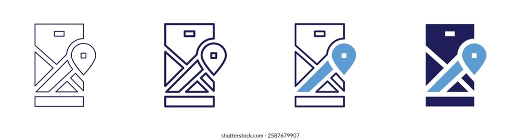 Map repository icon in 4 different styles. Thin Line, Line, Bold Line, Duotone. Duotone style. Editable stroke.