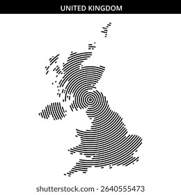 Map representation of the United Kingdom using concentric lines.