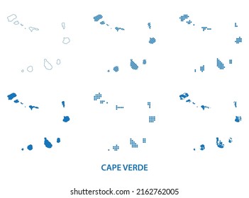 map of Republic of Cabo Verde - vector set of silhouettes in different patterns - Cape Verde