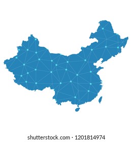 Map of Republic of China from Polygonal wire frame low poly mesh,Republic of China map Vector Illustration EPS10.