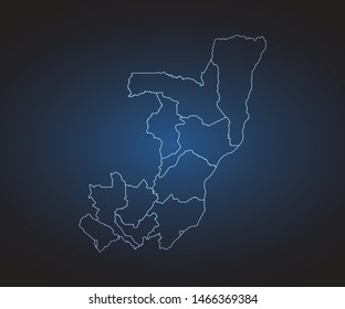 Map of Republic of the Congo - Abstract mash line and point scales on circuit dark background. symbol for your web site design map logo, app, ui,Travel. Vector illustration eps 10.