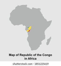 Map of Republic of the Congo in Africa isolated vector illustration