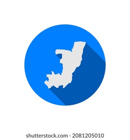 Mapa de la República del Congo sobre el círculo azul con una larga sombra