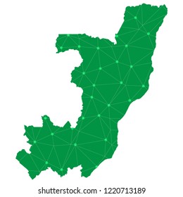 Map of Republic of the Congo from Polygonal wire frame low poly mesh,Republic of the Congo map Vector Illustration EPS10.