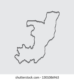 map of Republic of the Congo with shadow on gray background.eps10