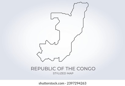 Map of Republic of the Congo in a stylized minimalist style. Simple illustration of the country map.