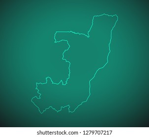 Map of Republic of the Congo,Green map on dark background. Vector illustration eps 10.